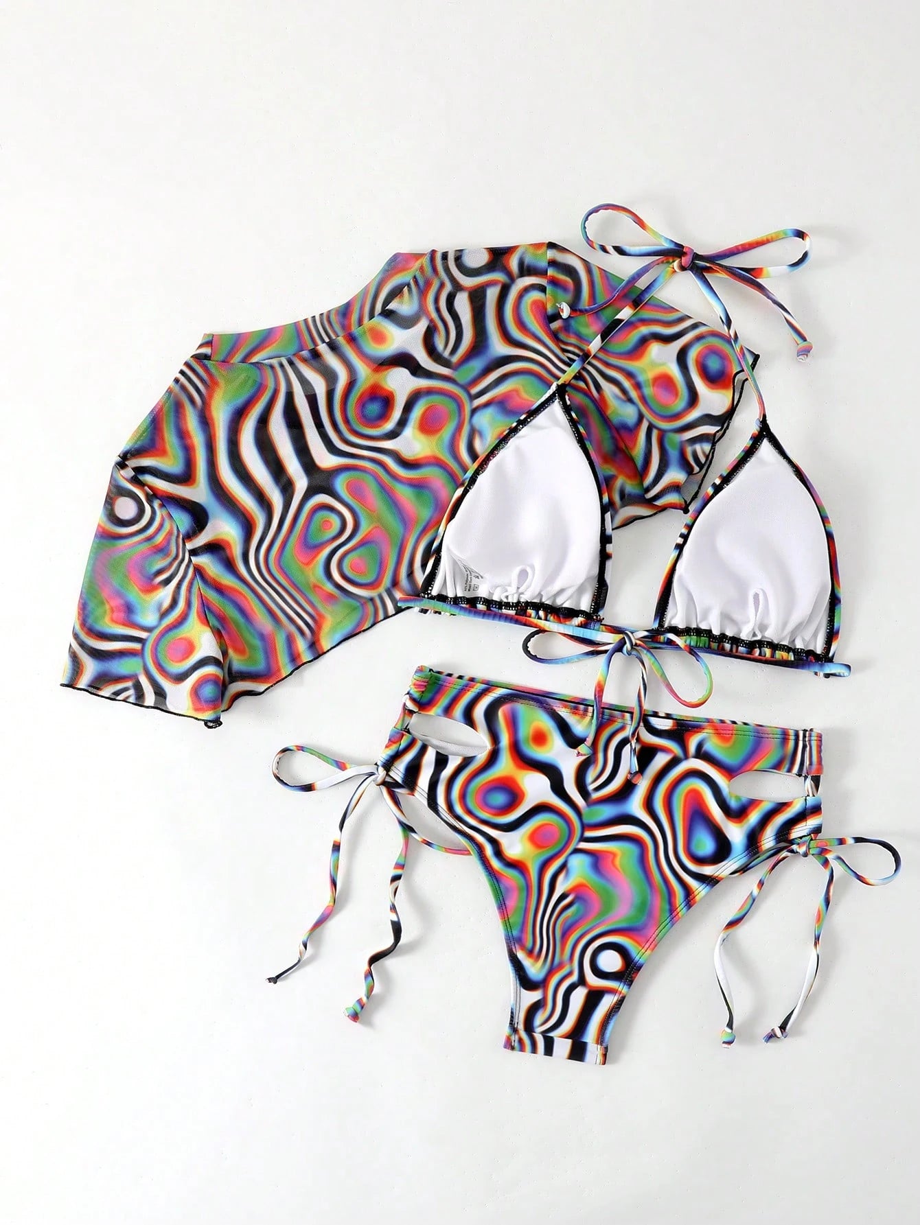Vaytide Women's Zebra Print Halter Neck Swimwear Set, Bikini Set Outfit Beach Bikini Set Bathing Suit Music Festival Summer Beach