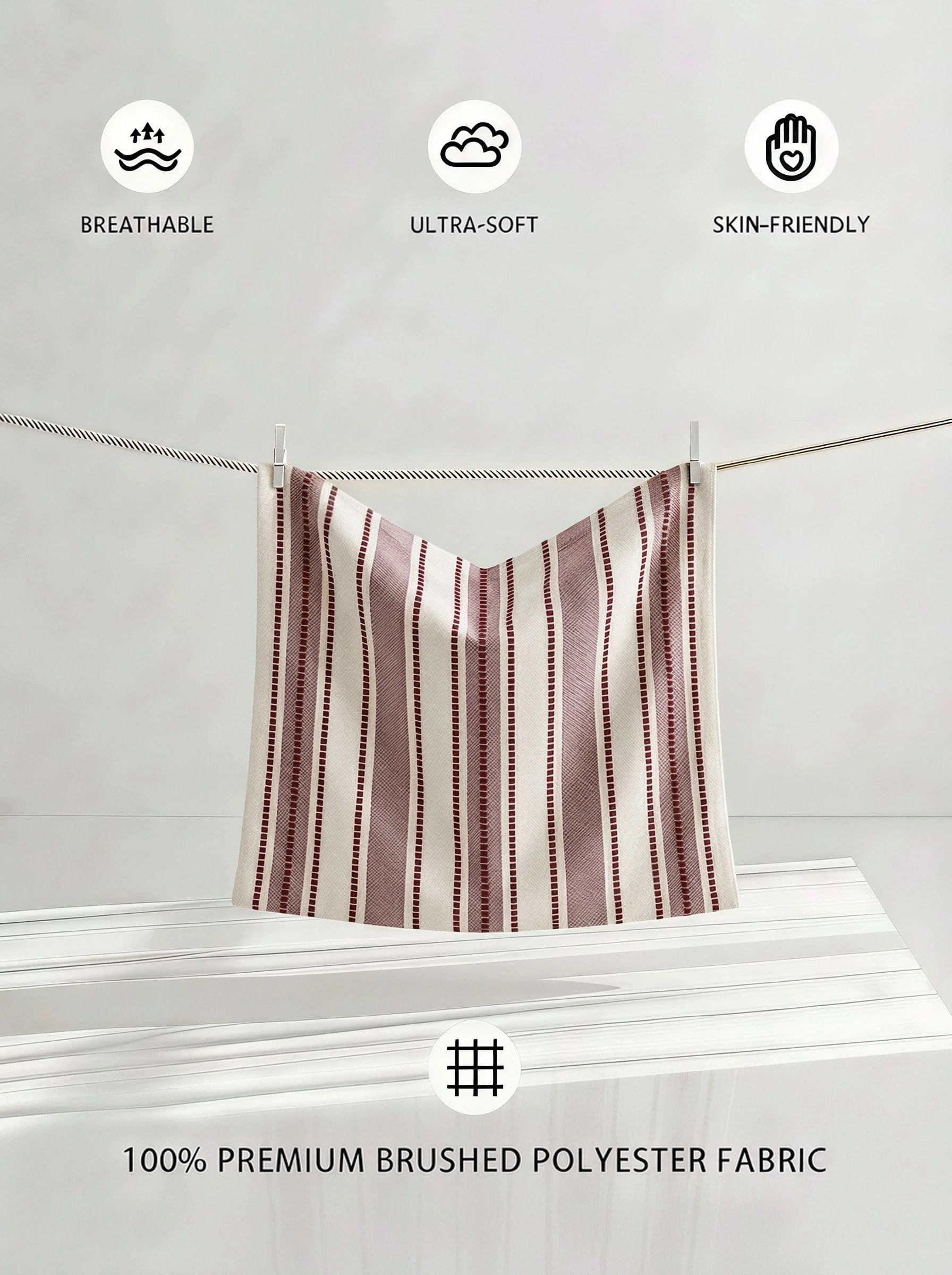 Veyra Day 1pc/2pcs Boho Farmhouse Stripe Throw Pillow Covers, Modern Woven Jacquard Cushion Covers For Sofa Couch Bed, Rustic Red Vertical Striped Accent Pillowcases (No Insert)