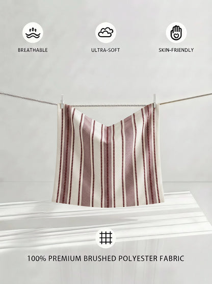 Veyra Day 1pc/2pcs Boho Farmhouse Stripe Throw Pillow Covers, Modern Woven Jacquard Cushion Covers For Sofa Couch Bed, Rustic Red Vertical Striped Accent Pillowcases (No Insert)