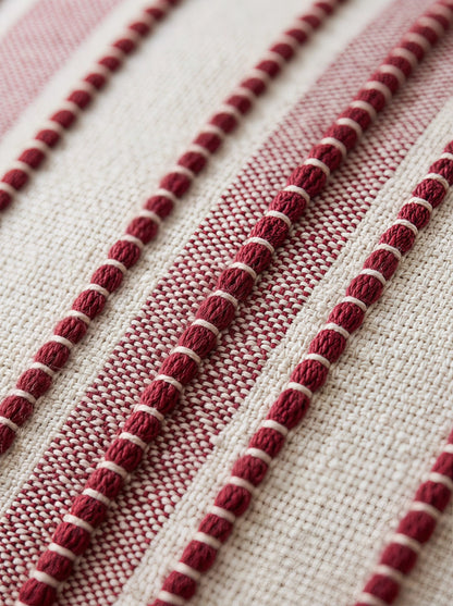 Veyra Day 1pc/2pcs Boho Farmhouse Stripe Throw Pillow Covers, Modern Woven Jacquard Cushion Covers For Sofa Couch Bed, Rustic Red Vertical Striped Accent Pillowcases (No Insert)