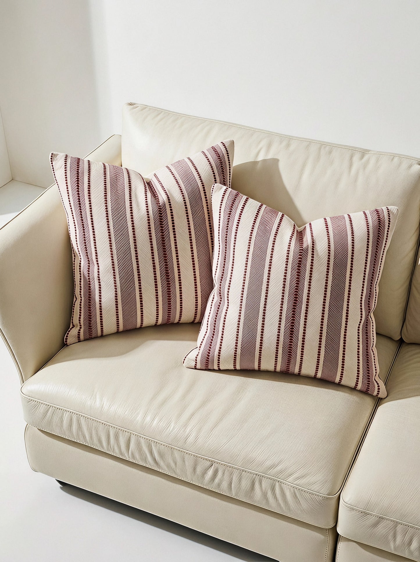 Veyra Day 1pc/2pcs Boho Farmhouse Stripe Throw Pillow Covers, Modern Woven Jacquard Cushion Covers For Sofa Couch Bed, Rustic Red Vertical Striped Accent Pillowcases (No Insert)