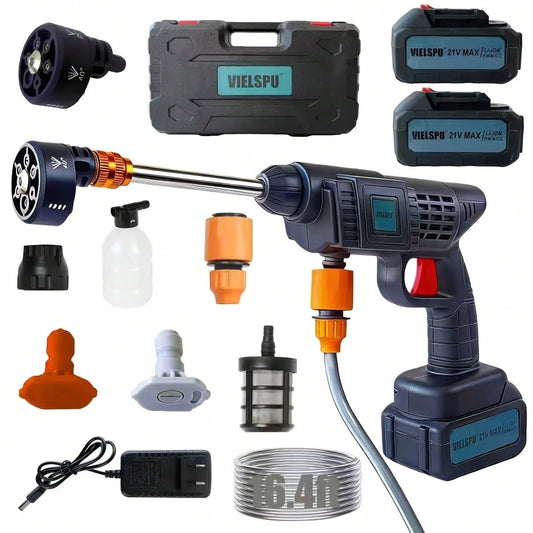 Vielspu Electric Pressure Washer, 750 Max PSI And 1.76 Max GPM, Induction Motor, Onboard Soap Tank, Spray Gun And Wand, 5 Nozzle Set, For Cars/Fences/Driveways/Homes/Patios/Furniture