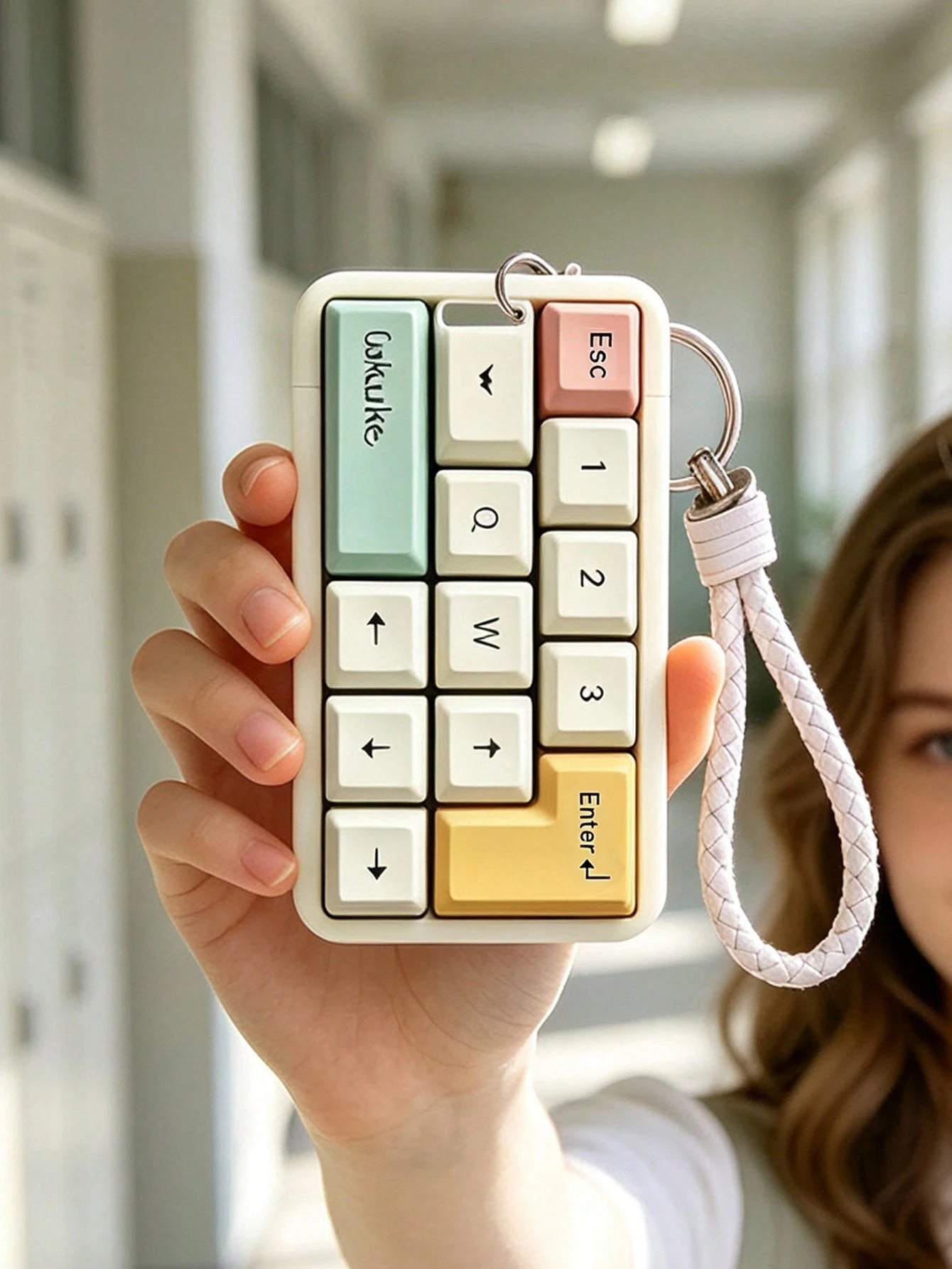 Vigour Summer Card Holder, Keyboard-Shaped Women's Bus Card Holder- Lightweight New Card Sleeve With Lanyard, Card Holder, ID Badge Holder, Bank Card Holder, Cute Macaron Color Card Sleeve, Built-In