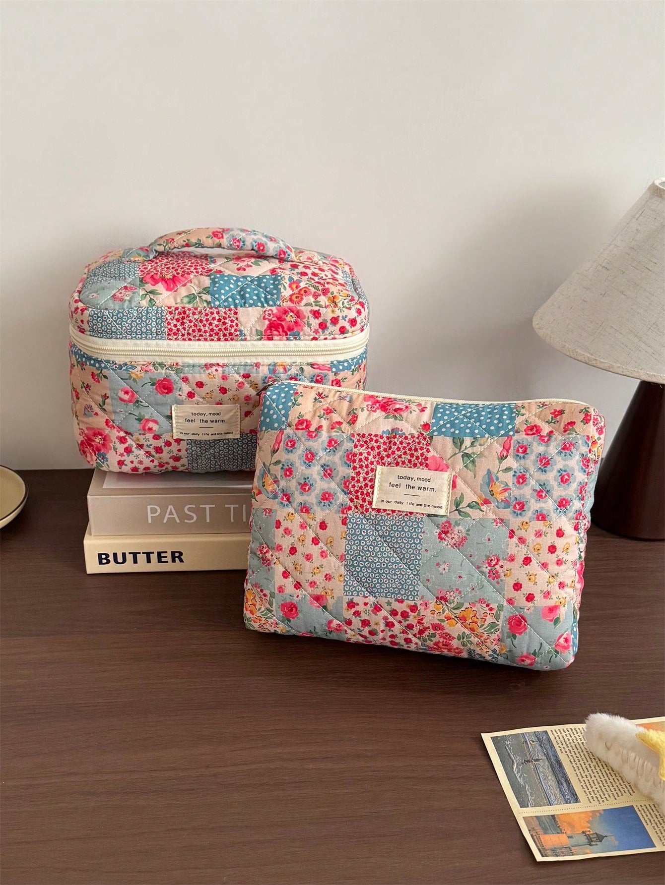 Vintage Elegant Patchwork Pattern Cosmetic Bag Set, Fashion Large Capacity Multi-Compartment Handbag, Multifunctional Travel Organizer Pouch, Storage Bag For Cosmetics, Makeup Tools, Etc., Holiday Gif