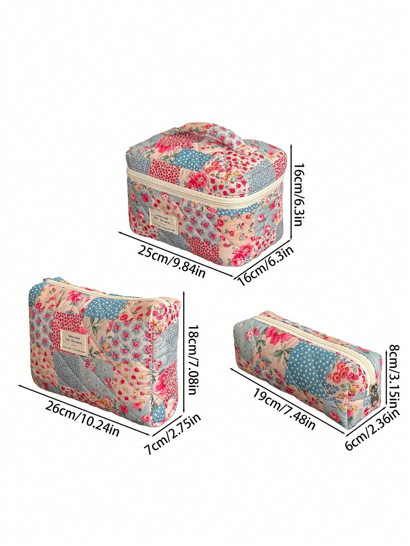 Vintage Elegant Patchwork Pattern Cosmetic Bag Set, Fashion Large Capacity Multi-Compartment Handbag, Multifunctional Travel Organizer Pouch, Storage Bag For Cosmetics, Makeup Tools, Etc., Holiday Gif