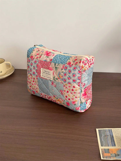 Vintage Elegant Patchwork Pattern Cosmetic Bag Set, Fashion Large Capacity Multi-Compartment Handbag, Multifunctional Travel Organizer Pouch, Storage Bag For Cosmetics, Makeup Tools, Etc., Holiday Gif