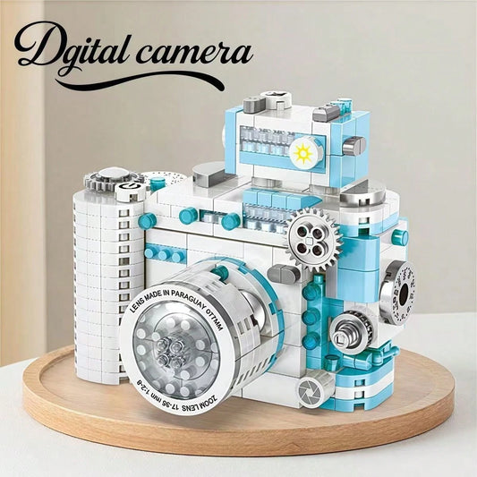 Vintage Telephone Brick Model, High Difficulty Assembly, Nostalgic Decor, Birthday Gift| Fashionable Digital Camera Brick Model, Decorative Toy| Violin Brick Model, High-End Desktop Decor Toy