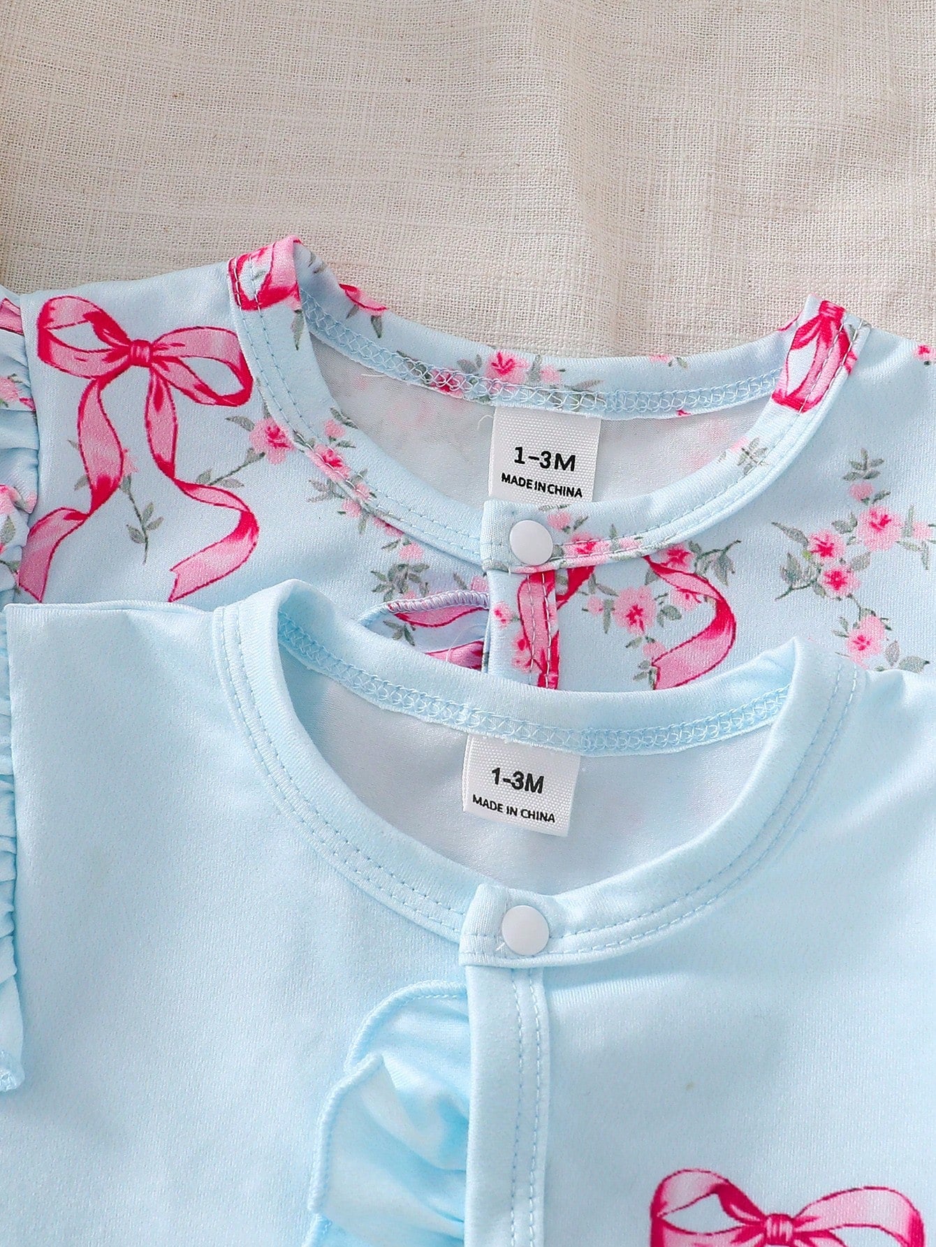 Vintaside Kids 2-Piece Baby Girls Footed Romper Set With Headband,Light Pink,Autumn,Cute,Family Matching Floral Print Long Sleeve Pajamas Newborn Toddler Sleepwear
