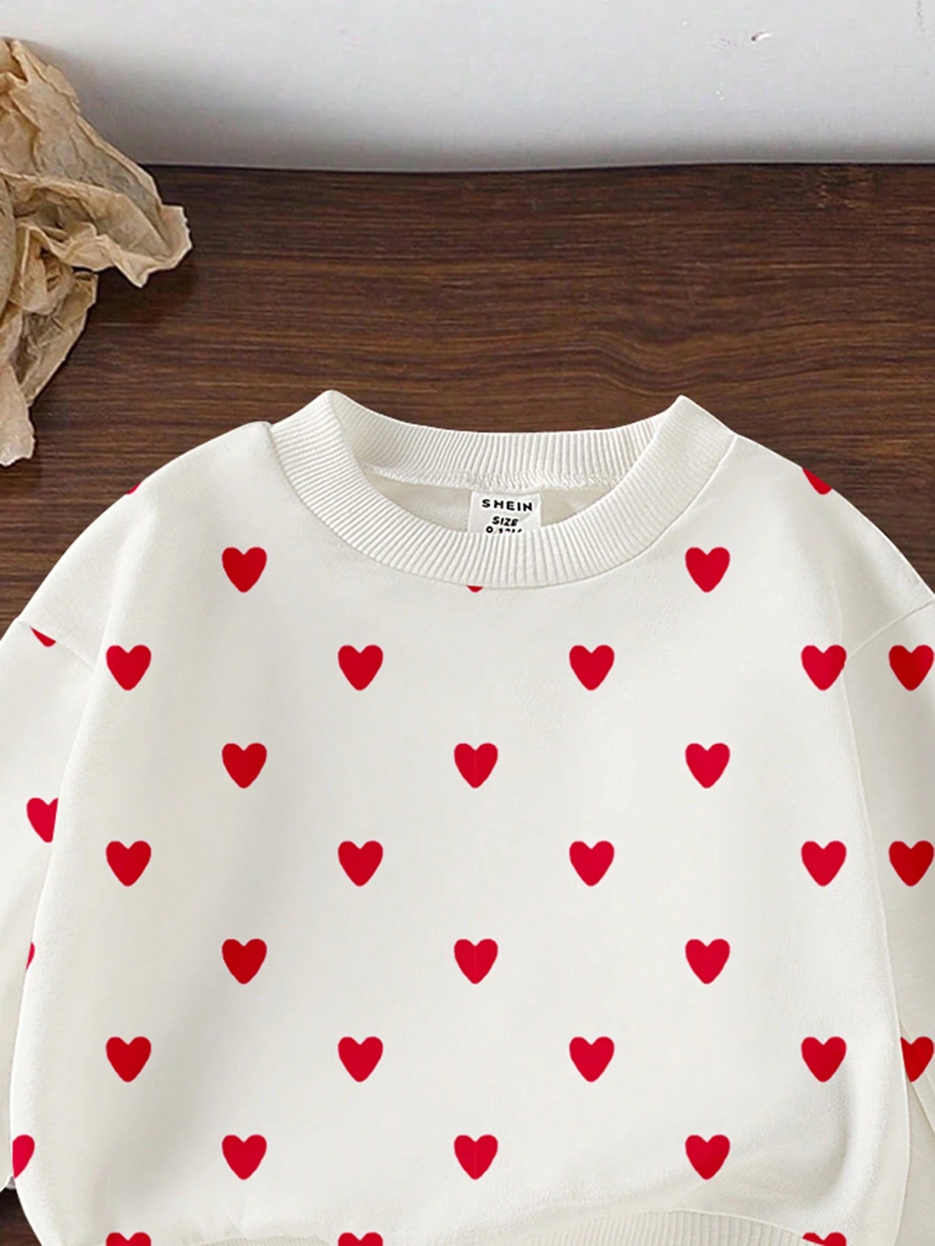 Vintaside Kids 2pcs Baby Girls' Valentine's Day Heart Print Sweatshirt And Sweatpants Set Photoshoot White And Red Autumn Cute