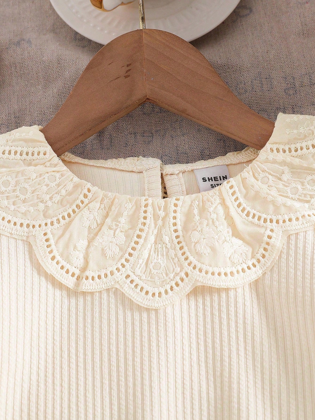 Vintaside Kids 2pcs/Set Baby Girl Outfit, Simple Design, Chic Collar, Spring, 5-12 Months Fall Winter