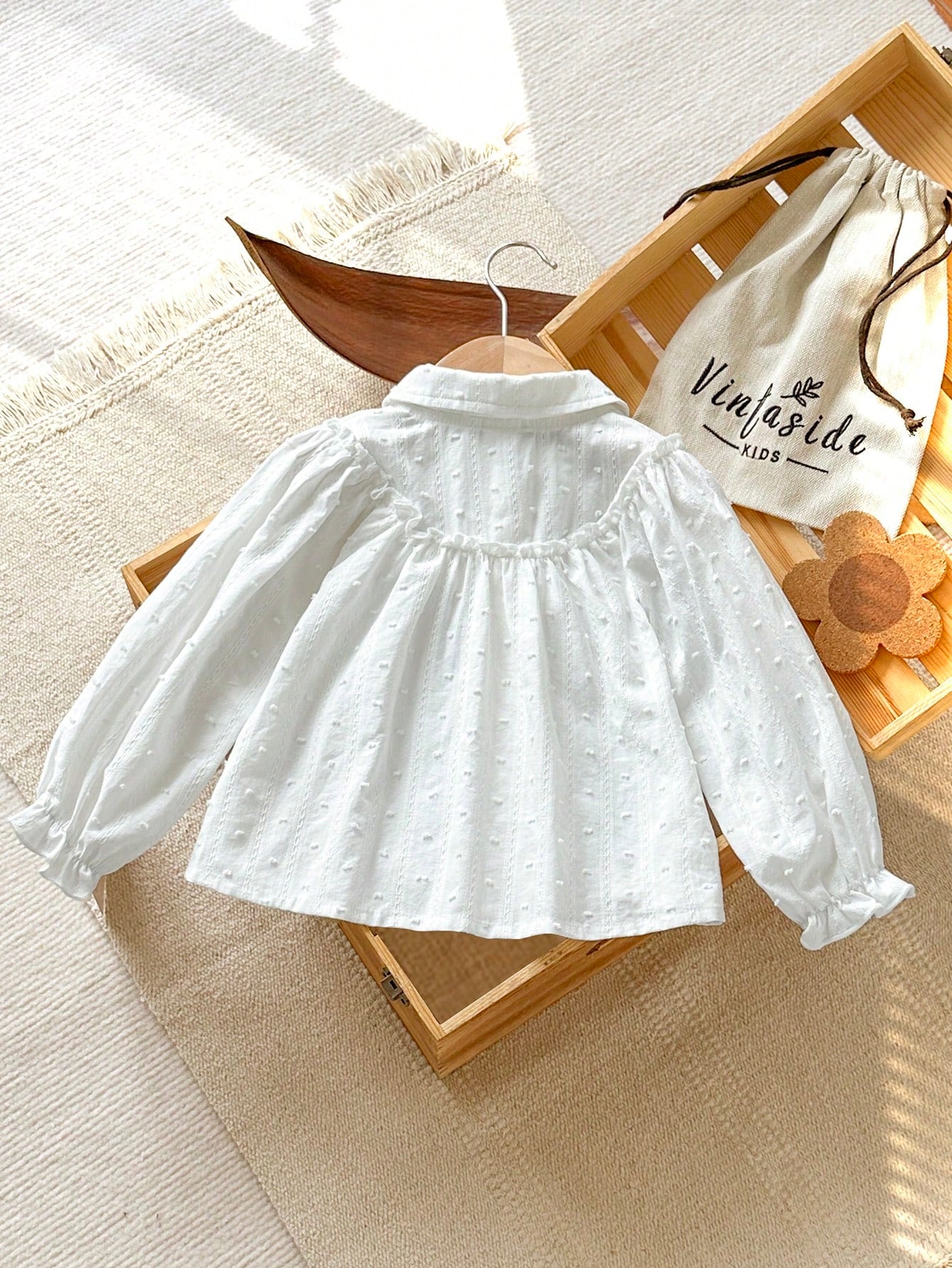 Vintaside Kids Baby Girl Casual Cute Floral Embroidered Collar Long Sleeve Blouse Top, Suitable For Spring, Summer, Autumn, Daily Wear