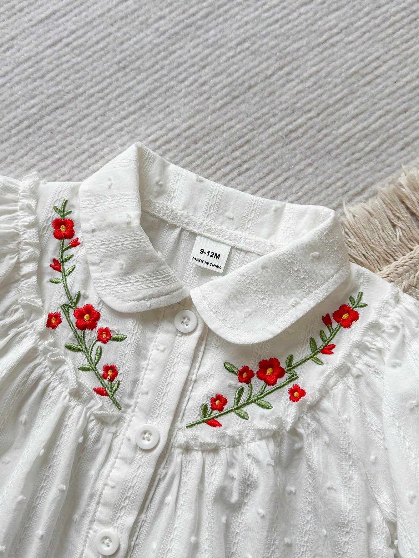 Vintaside Kids Baby Girl Casual Cute Floral Embroidered Collar Long Sleeve Blouse Top, Suitable For Spring, Summer, Autumn, Daily Wear