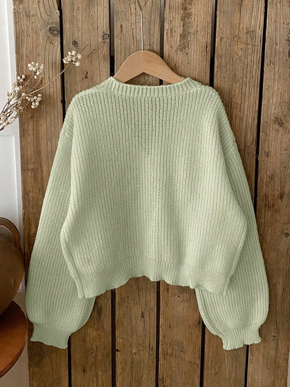Vintaside Kids Tween Girls Sweet & Cute 3D Colorful Floral Apricot Autumn/Winter Cardigan Sweater