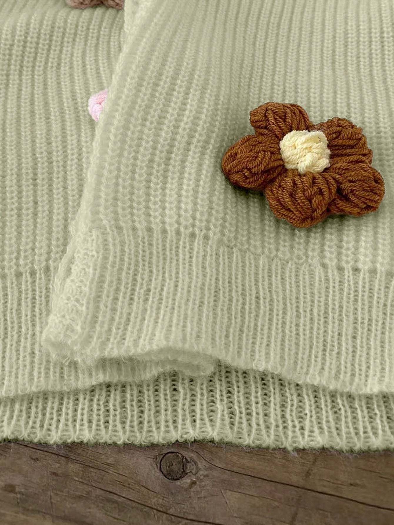 Vintaside Kids Tween Girls Sweet & Cute 3D Colorful Floral Apricot Autumn/Winter Cardigan Sweater
