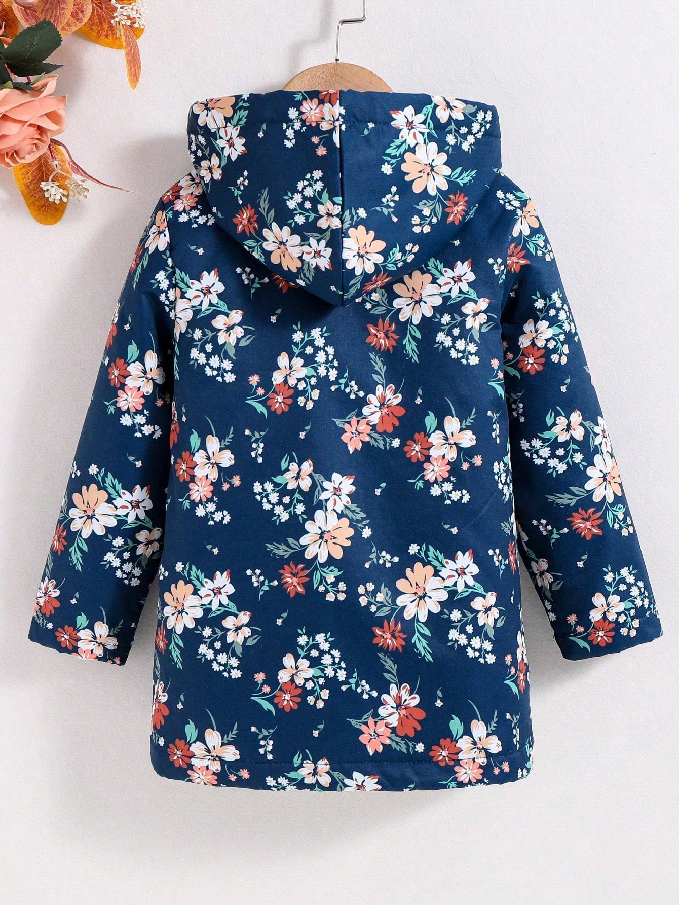 Vintaside Kids Young Girl Floral Print Teddy Lined Hooded Coat,Holiday,Summer,Travel