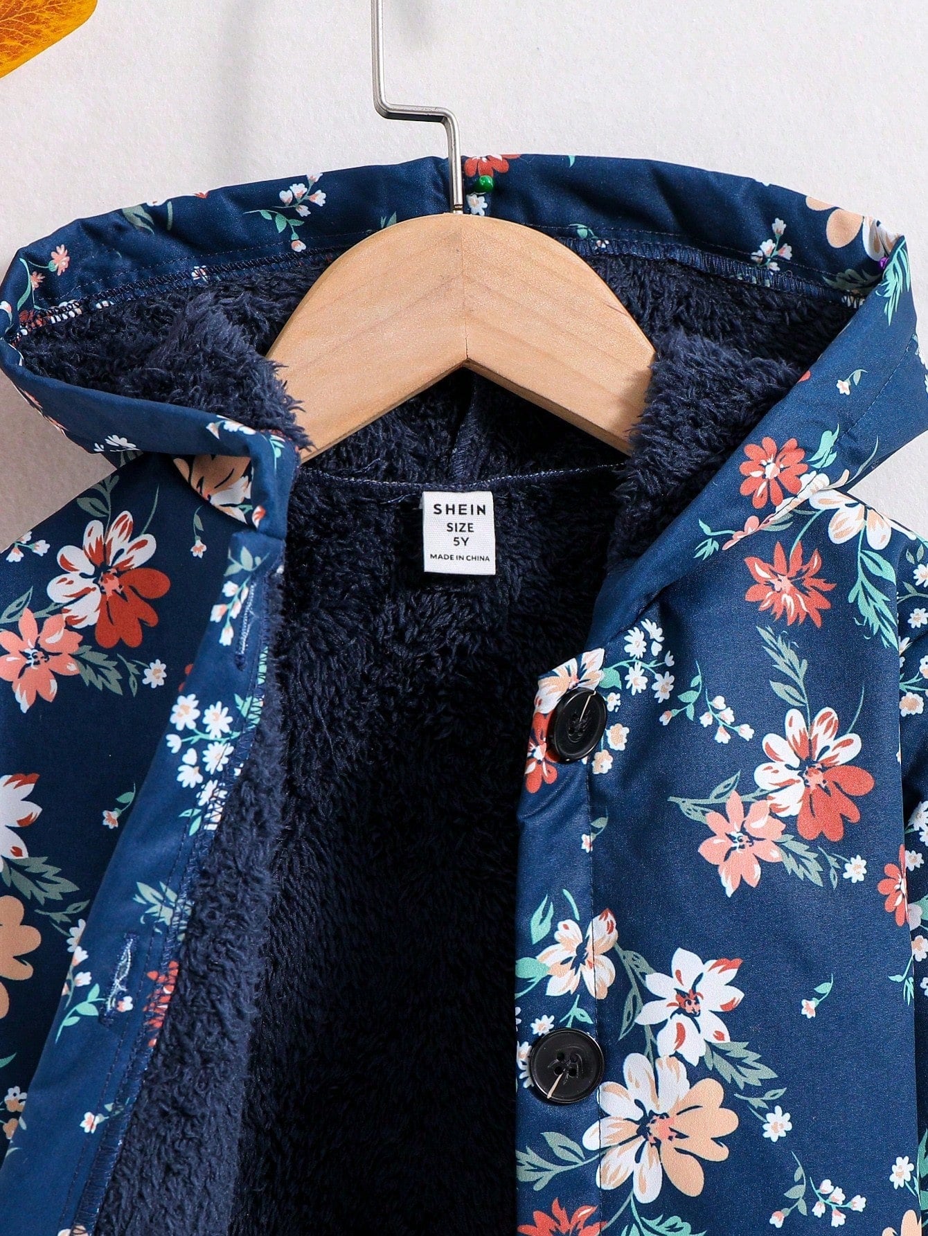 Vintaside Kids Young Girl Floral Print Teddy Lined Hooded Coat,Holiday,Summer,Travel