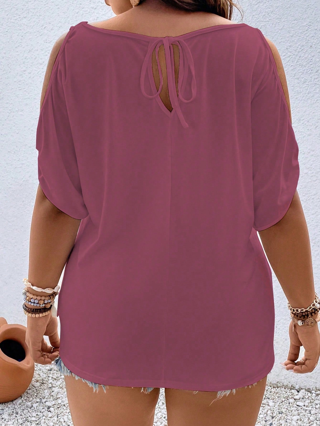 Vionelle Plus Size Women's Solid Color Off-Shoulder Short Sleeve Casual Smart Casual T-Shirt Everyday Mint Green Summer Everyday Everyday Everyday
