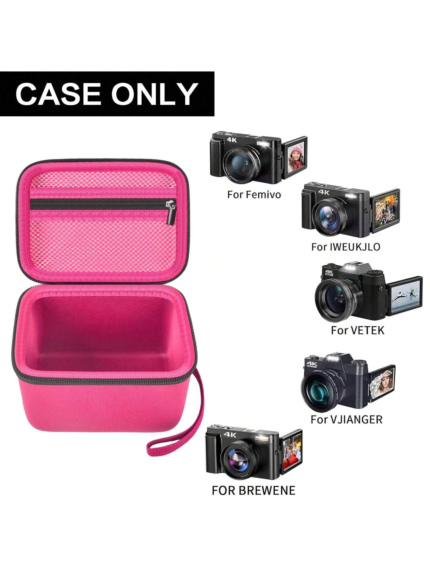 Vlogging Camera Case Compatible With Duluvulu/For TEBNGIHNM/For Zheozeig/For Oiadek 4K Digital Cameras. Vlog Camera Carrying Storage For Lens, Cable And Other Accessories (Box Only)
