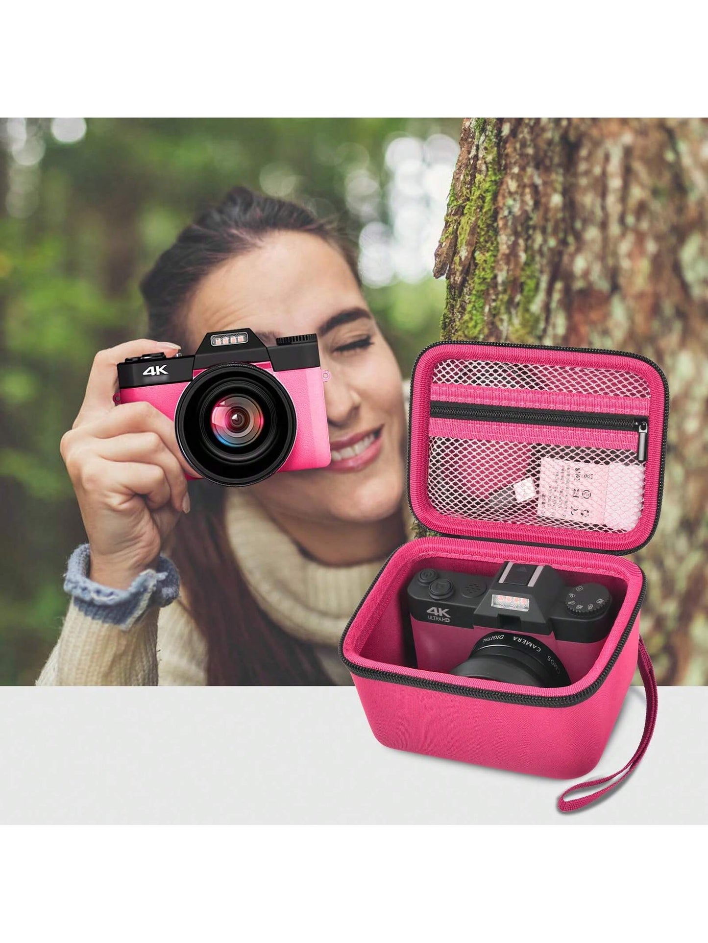 Vlogging Camera Case Compatible With Duluvulu/For TEBNGIHNM/For Zheozeig/For Oiadek 4K Digital Cameras. Vlog Camera Carrying Storage For Lens, Cable And Other Accessories (Box Only)