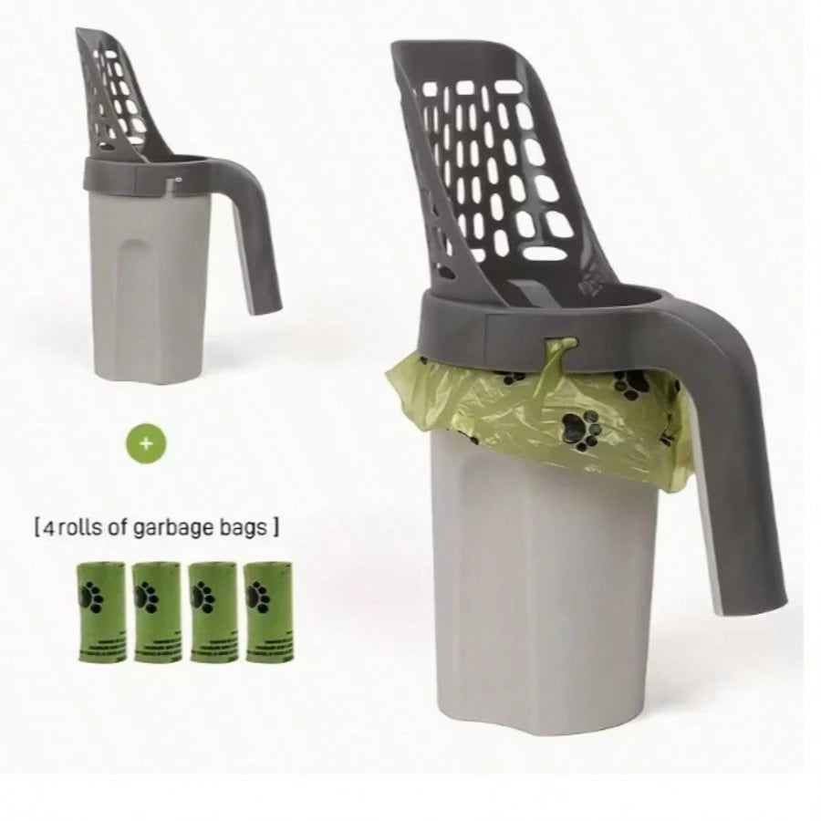 VORNOSI Large-Capacity Cat Litter Shovel With Integrated Trash Can- Portable Easy-To-Clean Plastic Pet Feces Shovel
