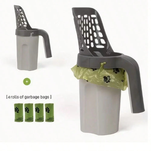 VORNOSI Large-Capacity Cat Litter Shovel With Integrated Trash Can- Portable Easy-To-Clean Plastic Pet Feces Shovel