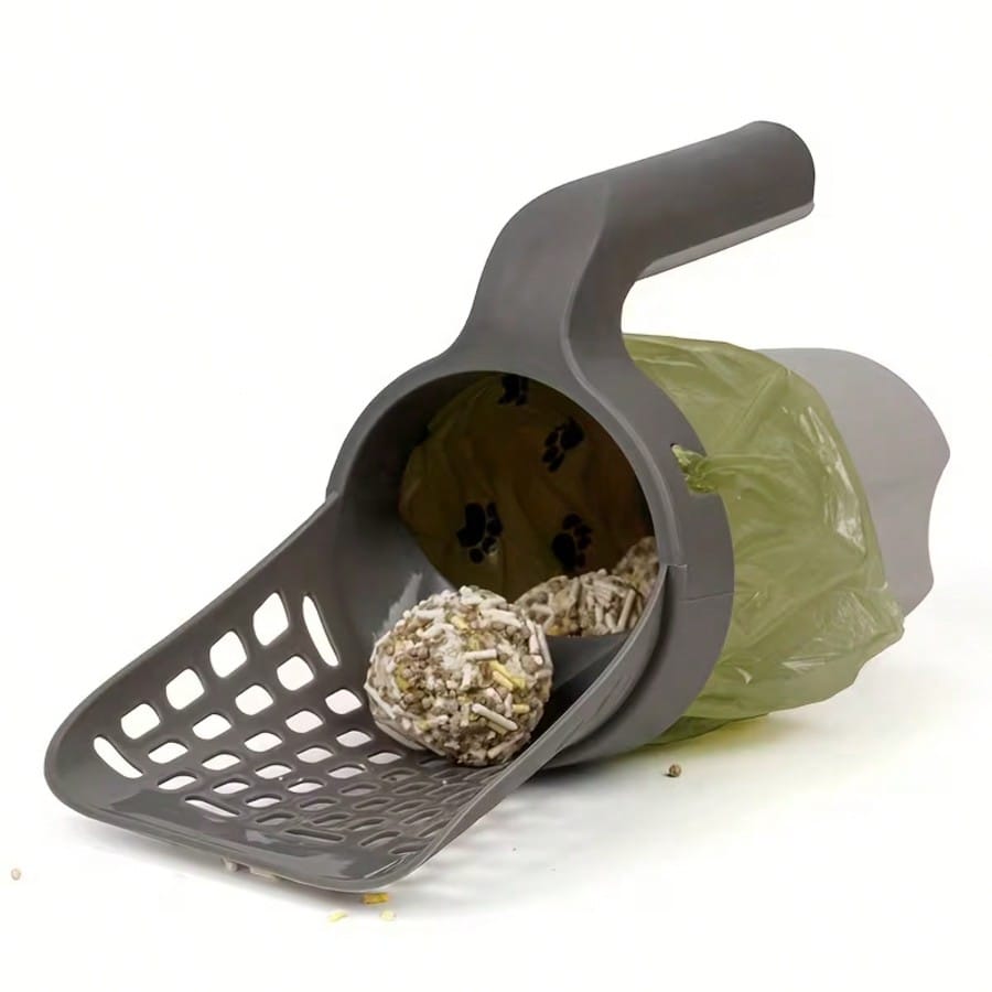 VORNOSI Large-Capacity Cat Litter Shovel With Integrated Trash Can- Portable Easy-To-Clean Plastic Pet Feces Shovel