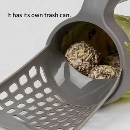 VORNOSI Large-Capacity Cat Litter Shovel With Integrated Trash Can- Portable Easy-To-Clean Plastic Pet Feces Shovel