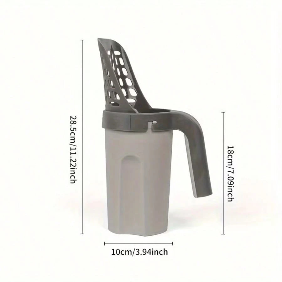 VORNOSI Large-Capacity Cat Litter Shovel With Integrated Trash Can- Portable Easy-To-Clean Plastic Pet Feces Shovel