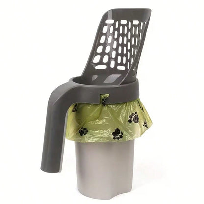 VORNOSI Large-Capacity Cat Litter Shovel With Integrated Trash Can- Portable Easy-To-Clean Plastic Pet Feces Shovel