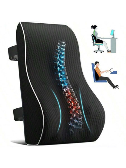 Waist Support Pillow- Birthday Gift For Ladies And Gentlemen, Ergonomic Back Support, With Breathable 3D Mesh Cover, Suitable For Office Chairs, Gaming Chairs, Cars, And Home Use (Black)