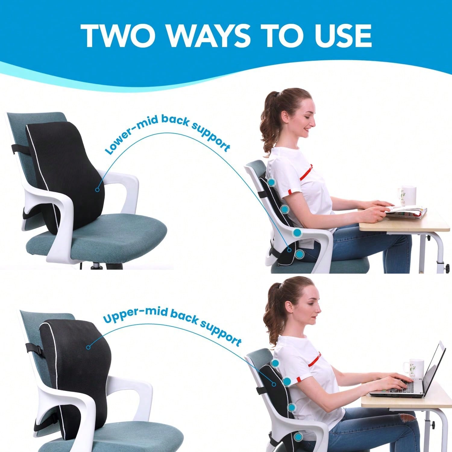 Waist Support Pillow- Birthday Gift For Ladies And Gentlemen, Ergonomic Back Support, With Breathable 3D Mesh Cover, Suitable For Office Chairs, Gaming Chairs, Cars, And Home Use (Black)