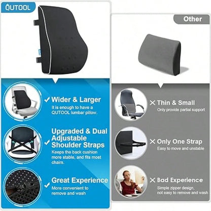 Waist Support Pillow- Birthday Gift For Ladies And Gentlemen, Ergonomic Back Support, With Breathable 3D Mesh Cover, Suitable For Office Chairs, Gaming Chairs, Cars, And Home Use (Black)