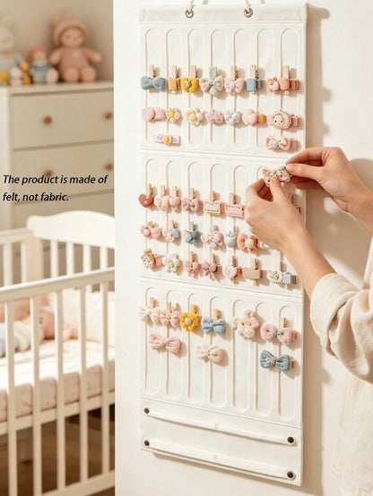 Wall-Mounted Hair Accessory Bow Storage Rack- Large Capacity Hair Clip Storage, Suitable For Nursery, Space-Saving, Easy To Display- Baby Room Storage