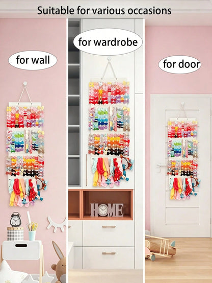 Wall-Mounted Hair Accessory Bow Storage Rack- Large Capacity Hair Clip Storage, Suitable For Nursery, Space-Saving, Easy To Display- Baby Room Storage