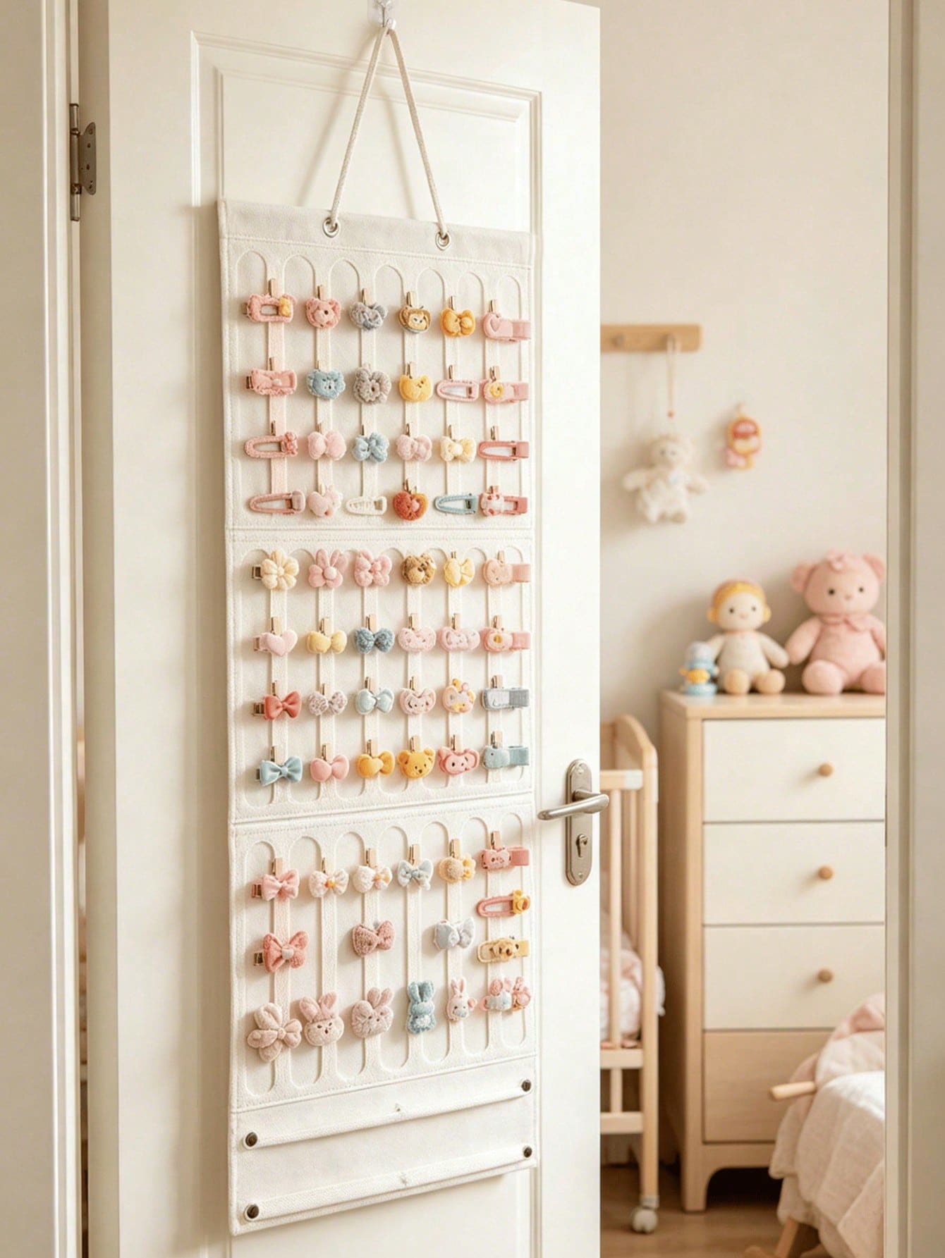 Wall-Mounted Hair Accessory Bow Storage Rack- Large Capacity Hair Clip Storage, Suitable For Nursery, Space-Saving, Easy To Display- Baby Room Storage
