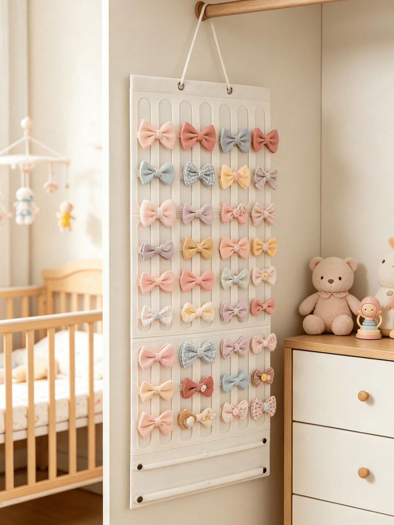 Wall-Mounted Hair Accessory Bow Storage Rack- Large Capacity Hair Clip Storage, Suitable For Nursery, Space-Saving, Easy To Display- Baby Room Storage