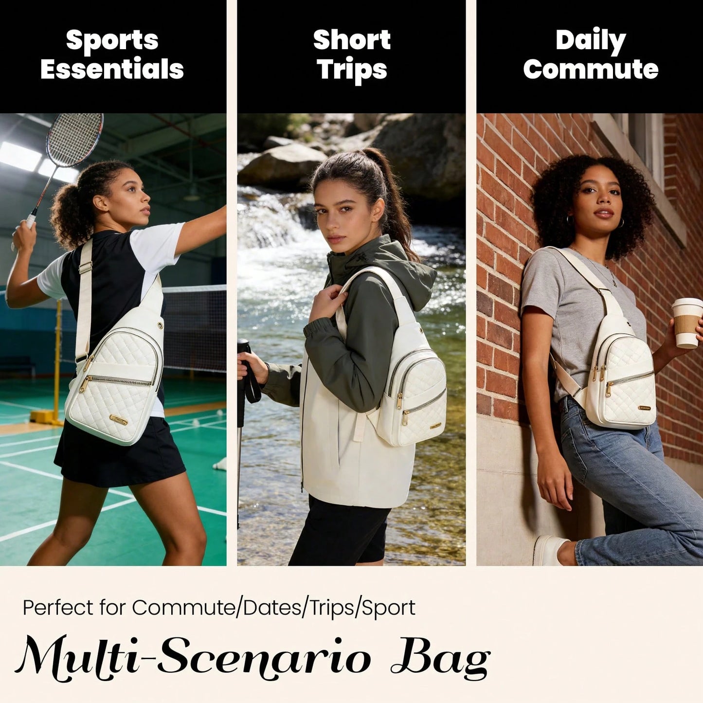Water Resistant Sling Bag For Men Women, Lightweight Crossbody Chest Backpack, Adjustable Strap Shoulder Fanny Pack For Travel Hiking Cycling Daily Us