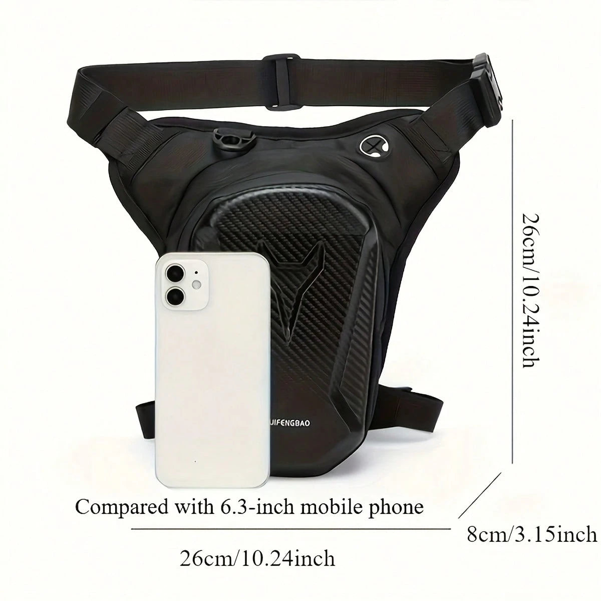 Waterproof Motorcycle Leg Bag With Headphone Jack, Adjustable Shoulder Strap And Double Zipper Compartment- Black EVA Outdoor Riding Waist Bag For Off-Road Bikes And Motorcycles, Adjustable Shoulder
