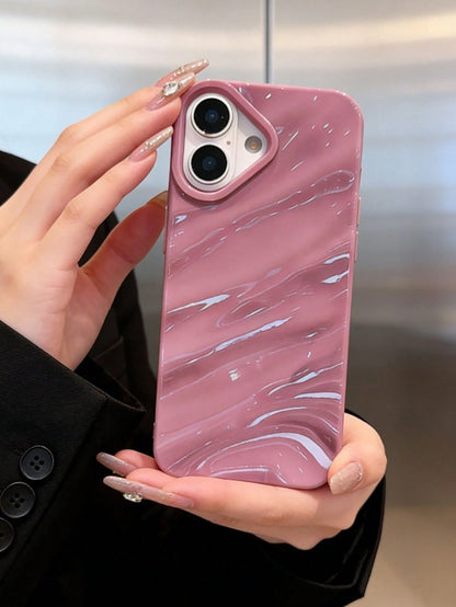 Wave Ripples 1pc Wine Red New Glossy Wavy Pattern Protective Case Compatible With IPhone 17 Pro Max/17/17 Pro/16 Pro Max/16/16 Pro/16 Plus/15 Pro Max/15 Pro/15 Plus/15/14 Pro Max/14 Pro/14/13 Pro/13/1
