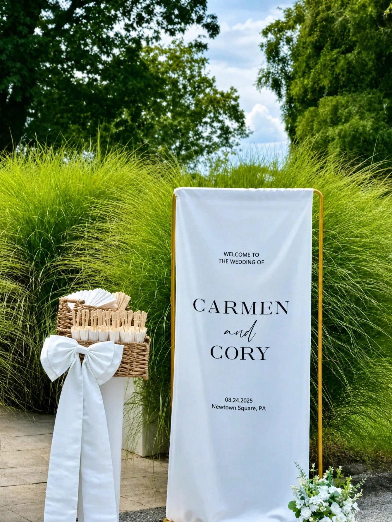 Wedding Season Personalized Name Signs- Wedding Welcome Signs- Linen Material Party Backdrop And Supplies- Photo Anniversary Welcome Signs