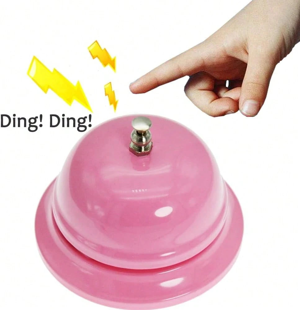 WEKOIL Call Bell Desk Service Ding Bell For Restaurant Hotel Room Kitchen Party Office Receptionist Elderly Teachers Chef Large Cute Bell Whole Pink,3.3 Inch