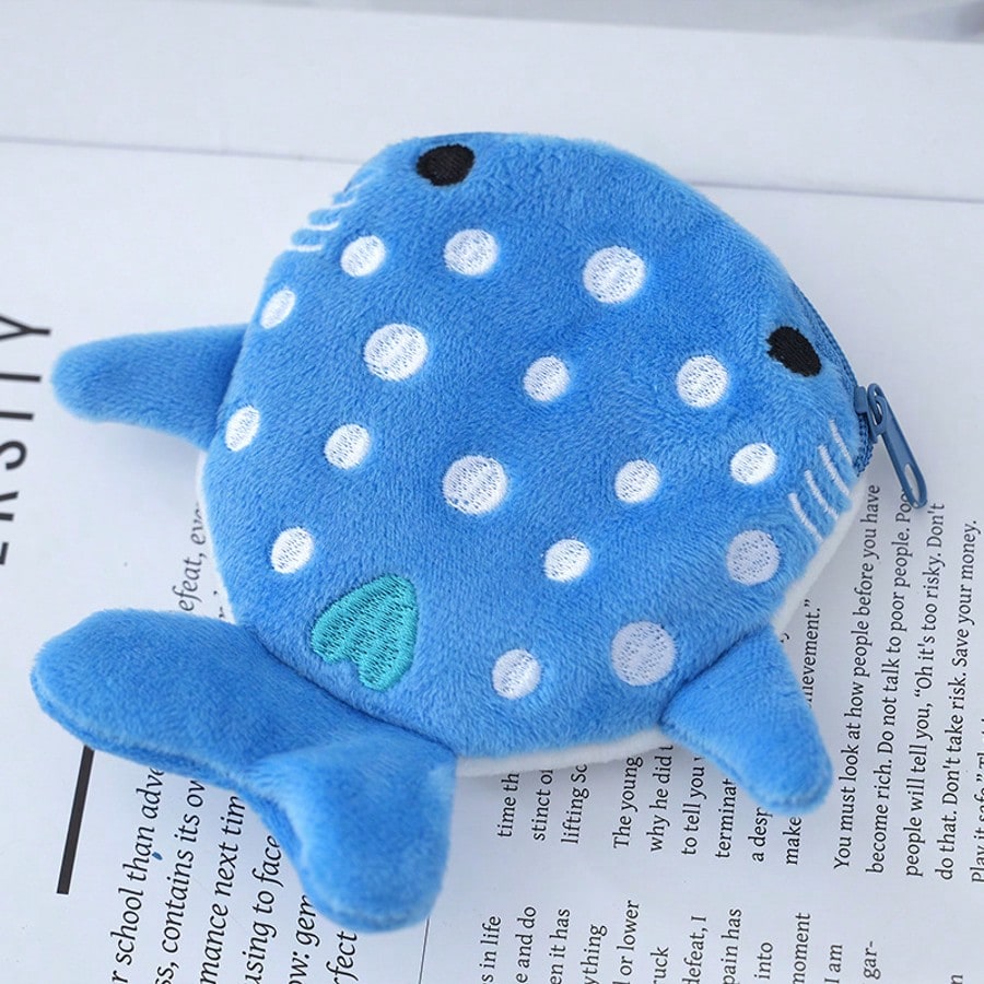 Whale & Shark Shaped Coin Purse, Zipper Pouch, Pendant, Plush Cartoon Shark Coin Wallet, Fashion Accessory, Women Birthday Gift, Mini Wallet, Coin Pouch