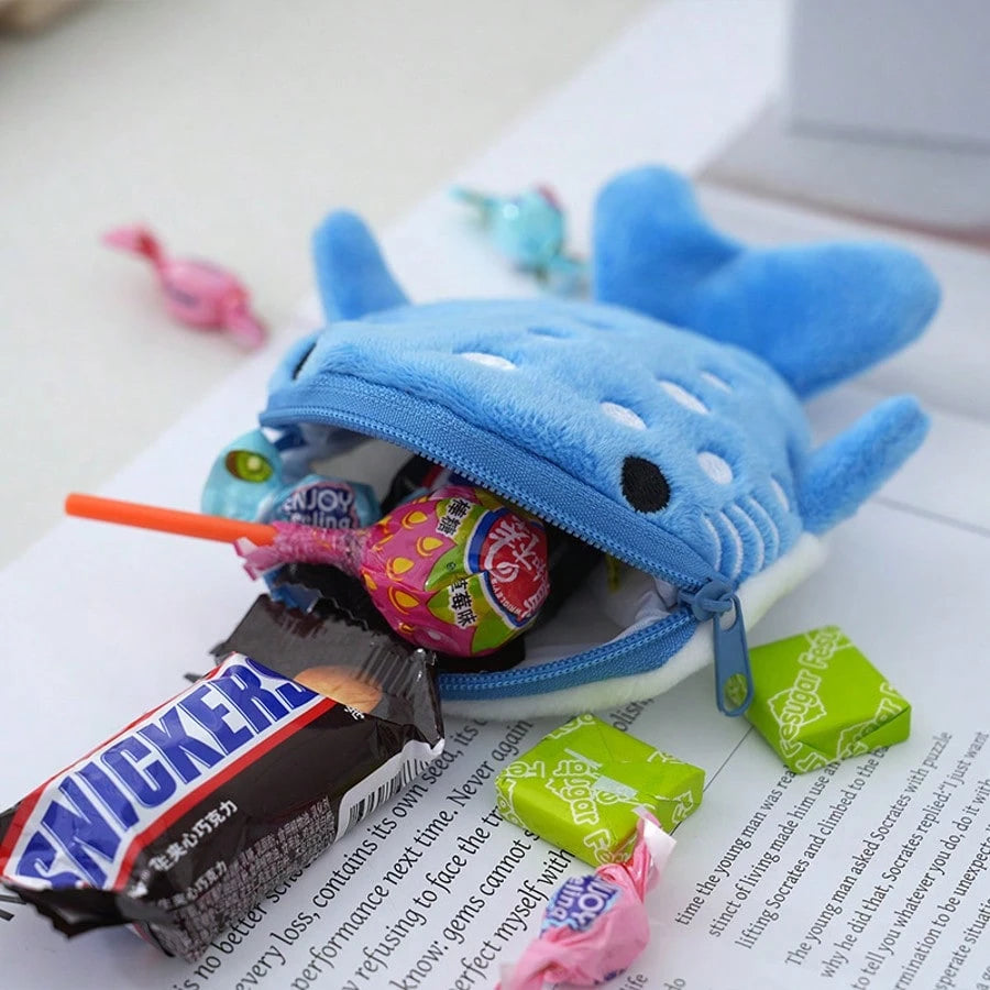 Whale & Shark Shaped Coin Purse, Zipper Pouch, Pendant, Plush Cartoon Shark Coin Wallet, Fashion Accessory, Women Birthday Gift, Mini Wallet, Coin Pouch
