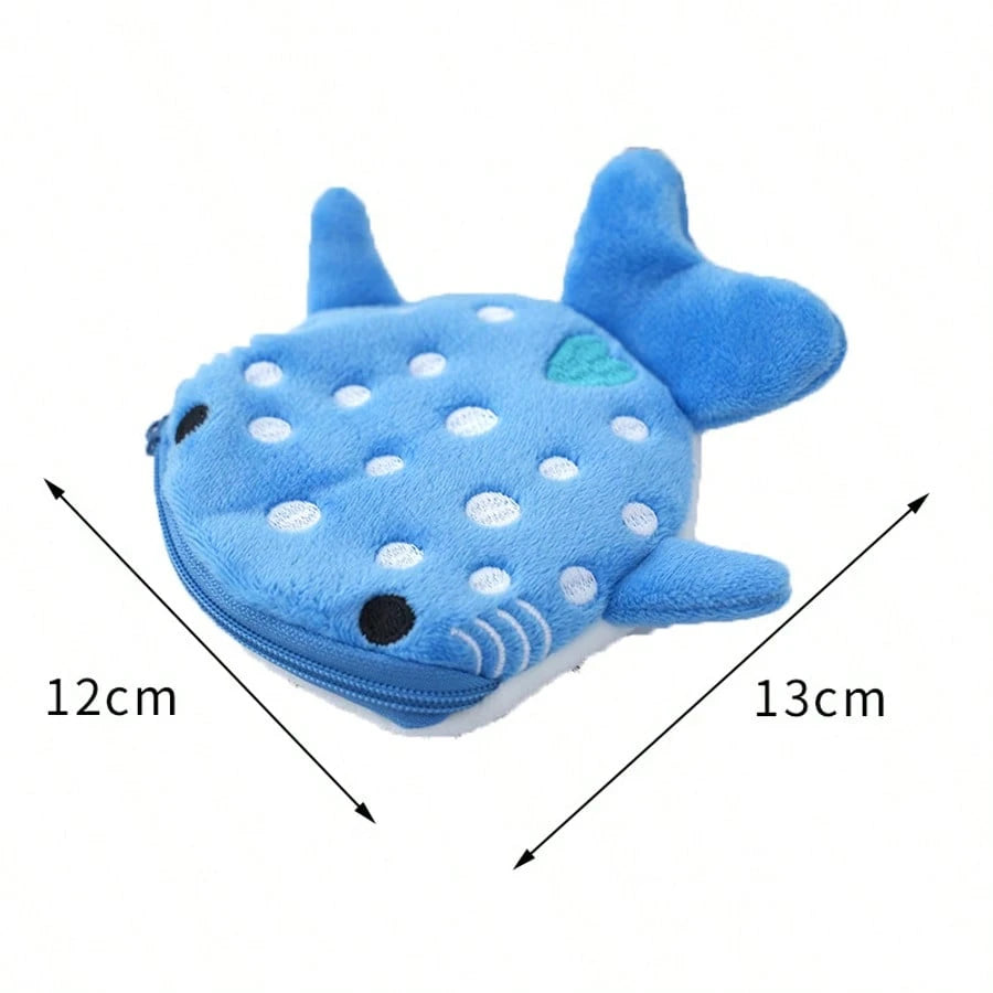 Whale & Shark Shaped Coin Purse, Zipper Pouch, Pendant, Plush Cartoon Shark Coin Wallet, Fashion Accessory, Women Birthday Gift, Mini Wallet, Coin Pouch