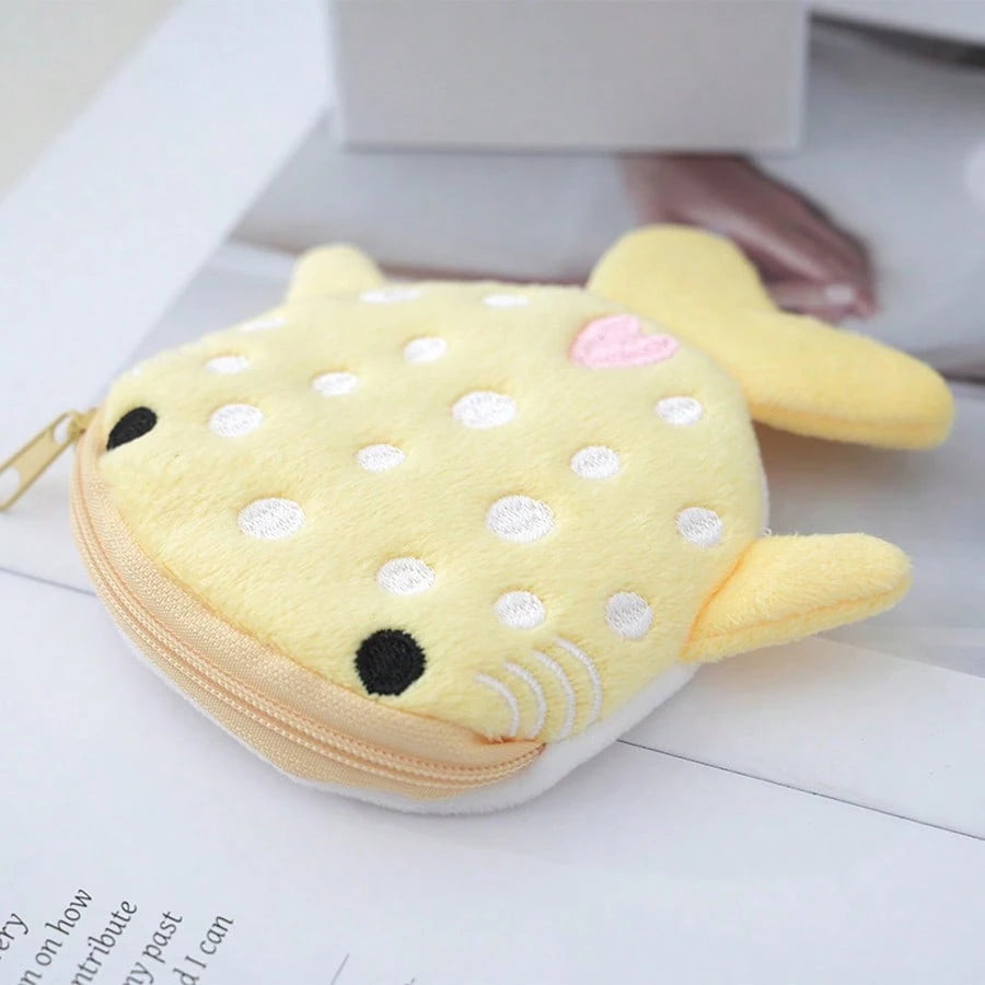 Whale & Shark Shaped Coin Purse, Zipper Pouch, Pendant, Plush Cartoon Shark Coin Wallet, Fashion Accessory, Women Birthday Gift, Mini Wallet, Coin Pouch