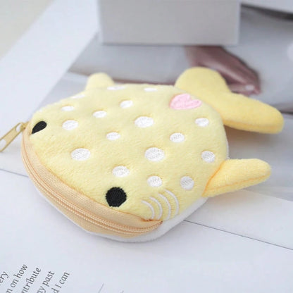 Whale & Shark Shaped Coin Purse, Zipper Pouch, Pendant, Plush Cartoon Shark Coin Wallet, Fashion Accessory, Women Birthday Gift, Mini Wallet, Coin Pouch