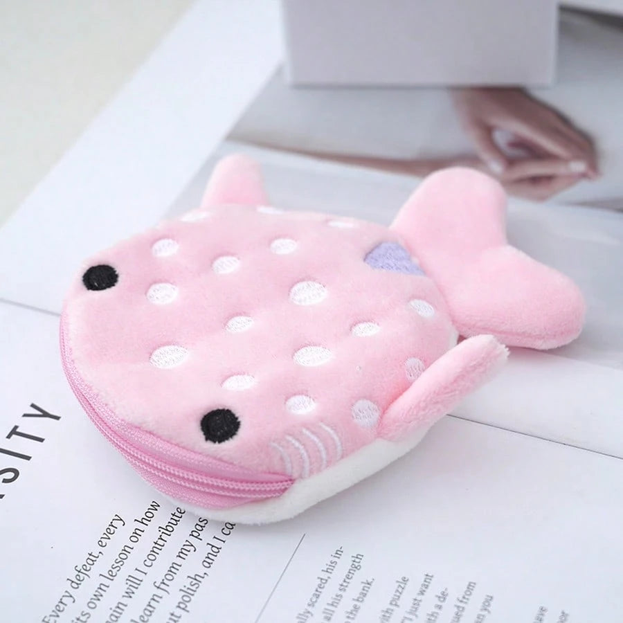 Whale & Shark Shaped Coin Purse, Zipper Pouch, Pendant, Plush Cartoon Shark Coin Wallet, Fashion Accessory, Women Birthday Gift, Mini Wallet, Coin Pouch