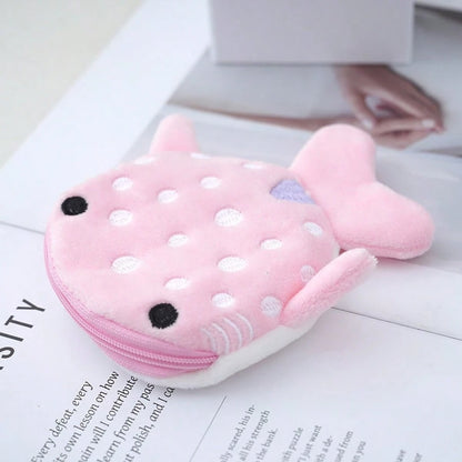 Whale & Shark Shaped Coin Purse, Zipper Pouch, Pendant, Plush Cartoon Shark Coin Wallet, Fashion Accessory, Women Birthday Gift, Mini Wallet, Coin Pouch