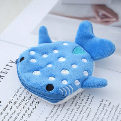 Whale & Shark Shaped Coin Purse, Zipper Pouch, Pendant, Plush Cartoon Shark Coin Wallet, Fashion Accessory, Women Birthday Gift, Mini Wallet, Coin Pouch