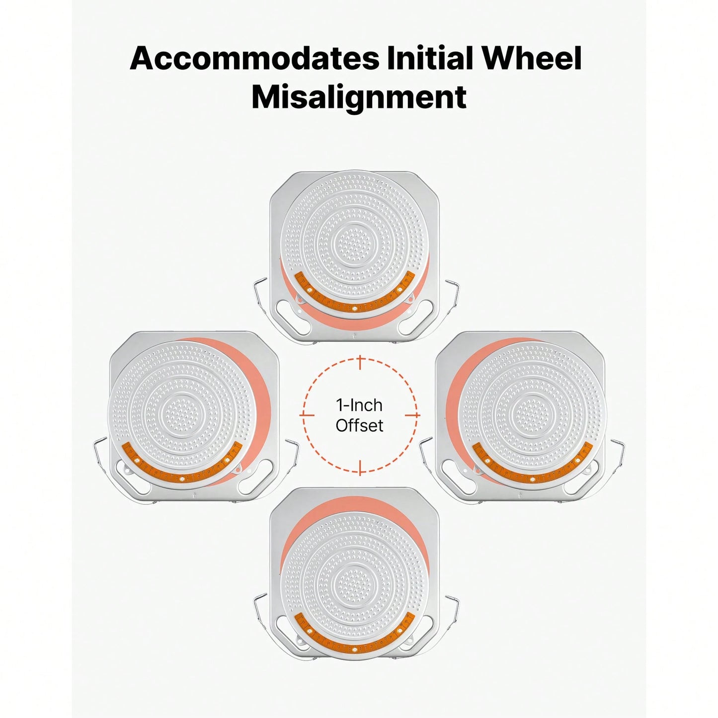 Wheel Alignment Turn Plates, 2 PCS, 2-Ton Capacity Per Plate, Brass Dial Measurements, 360° Rotating Turntable Wheel Alignment Tool With Transition Bridge & Thrust Block For Car SUV Light Truck